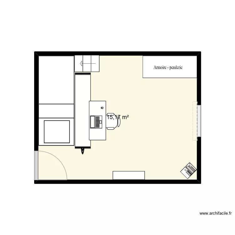 ma chambre. Plan de 1  et 15 m²