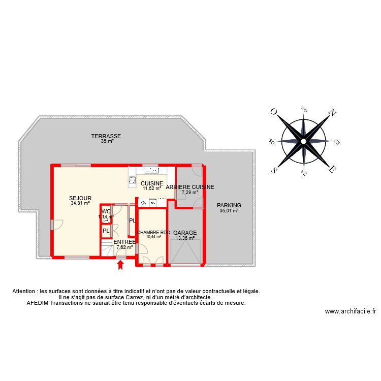 BI 11467 RDC. Plan de 11 pièces et 188 m2