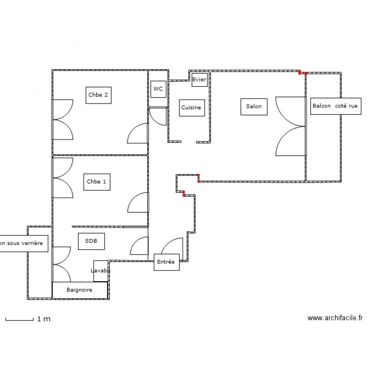 Plan origine Maréchal Champon sans les cotes. Plan de 0 pièce et 0 m2