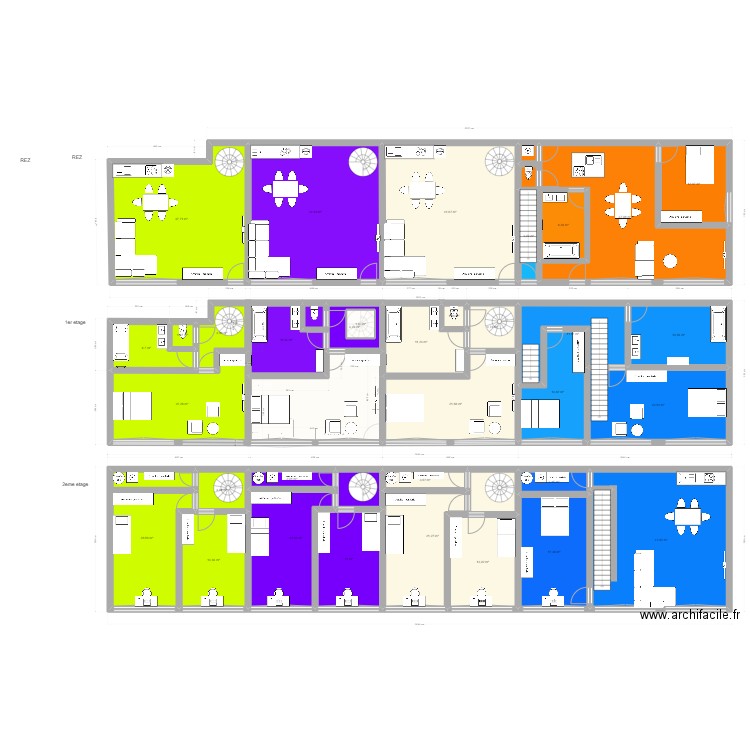 delta 5 appartements couleur. Plan de 35 pièces et 552 m2