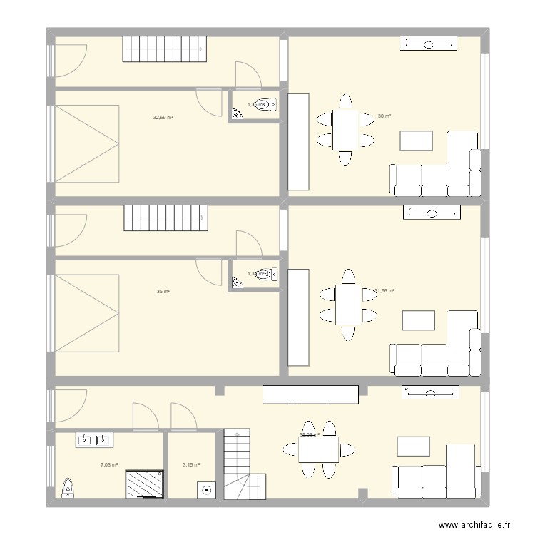 Maison 1. Plan de 9 pièces et 178 m2