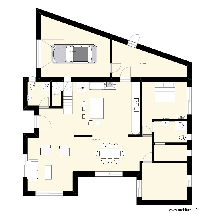 RDCREDUIT1. Plan de 5 pièces et 162 m2