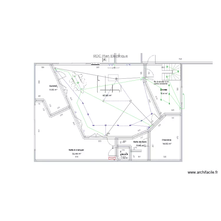 Implantation &eacute;lectrique RDC. Plan de 