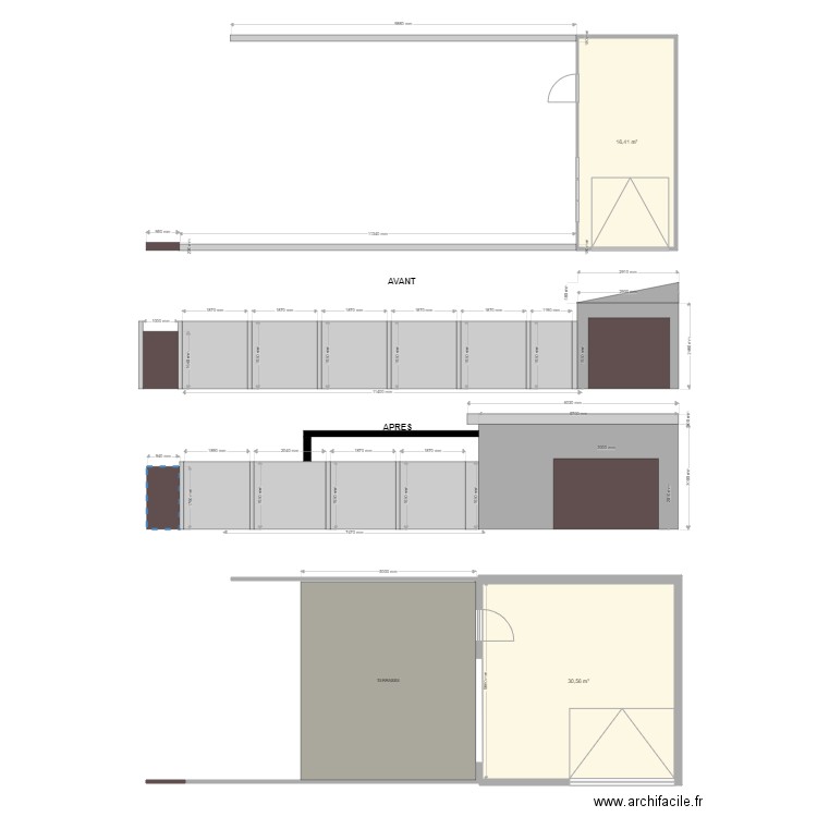 Projet extension de garage projet 2. Plan de 0 pièce et 0 m2