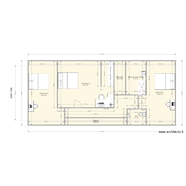 Etage version 2. Plan de 0 pièce et 0 m2