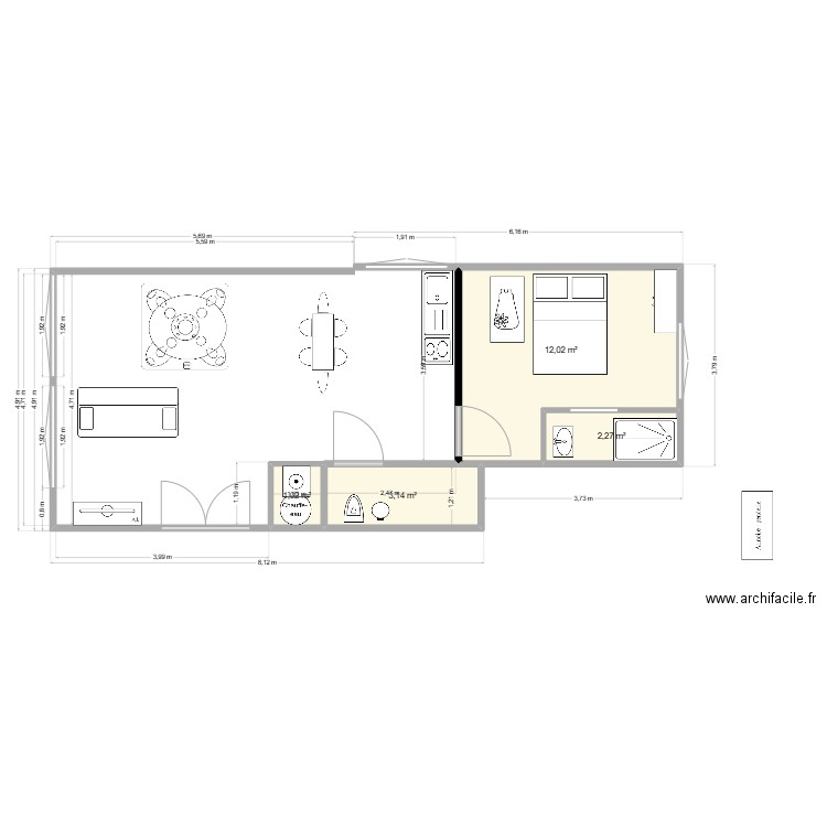 Appart seb bas ferber. Plan de 4 pièces et 18 m2