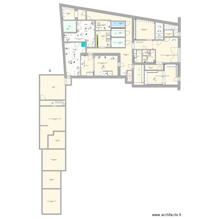 TARBE 22-003. Plan de 33 pièces et 400 m2