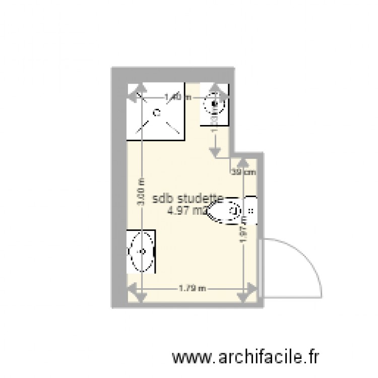 sdb studette. Plan de 0 pièce et 0 m2