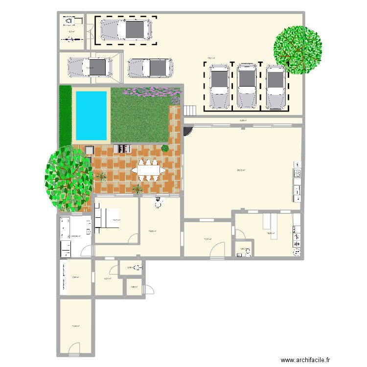 PLAN RDC. Plan de 17 pièces et 317 m2