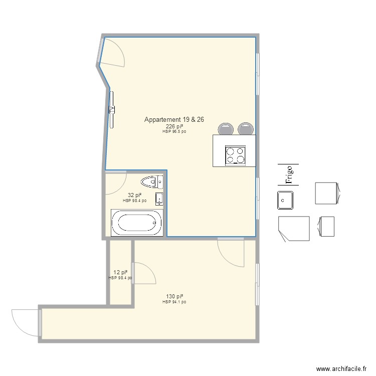 Appartement 19 et 26 meublé. Plan de 0 pièce et 0 m2
