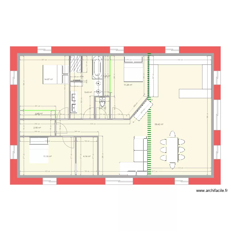 Gaufr&egrave;ze sdb. Plan de 