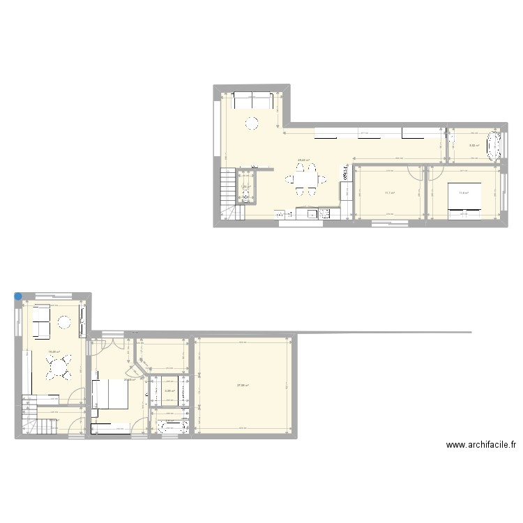 extension studio. Plan de 11 pièces et 160 m2
