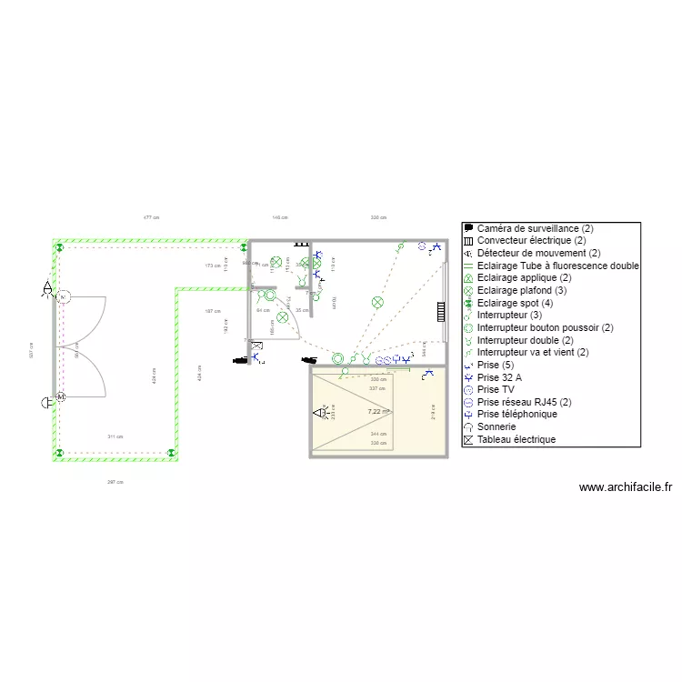 Sch&eacute;ma architectural STUDIO. Plan de 