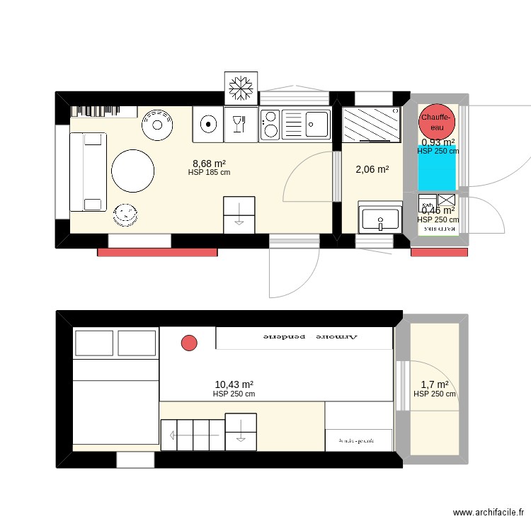 Tiny House bas - 2. Plan de 6 pièces et 24 m2