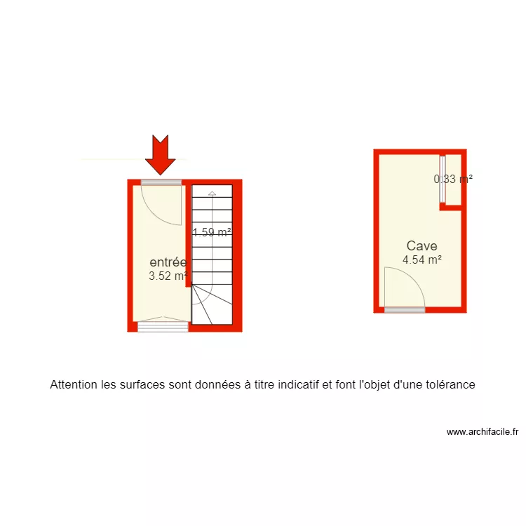 BI 5508 entr&eacute; et cave non  c&ocirc;t&eacute;. Plan de 