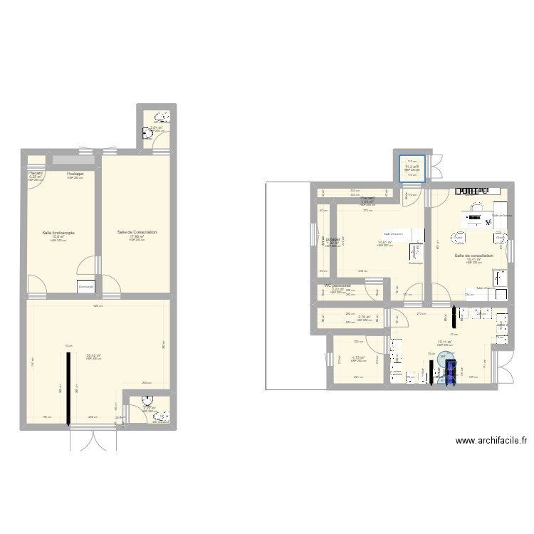 Cabinet + location+ modification . Plan de 17 pièces et 130 m2
