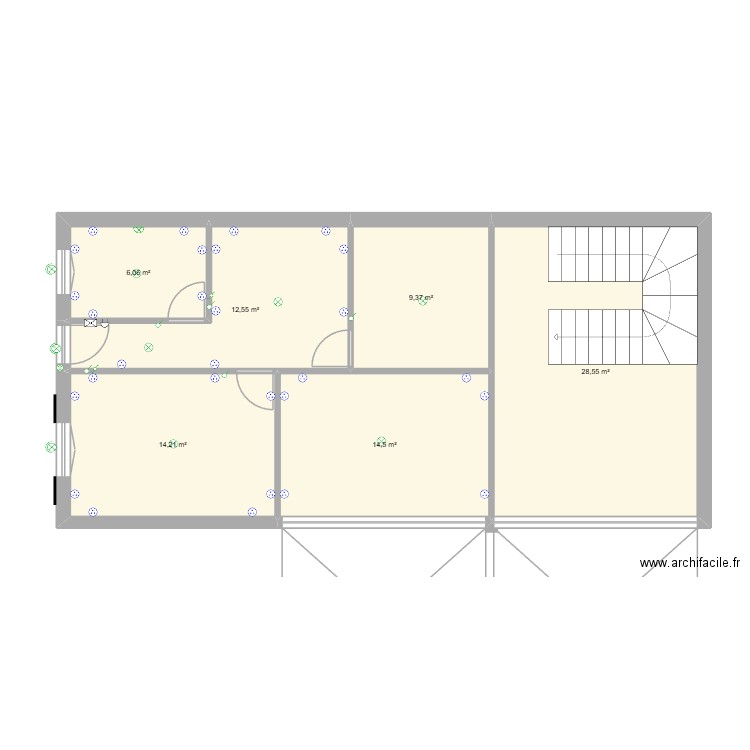 RDC MA. Plan de 6 pièces et 85 m2