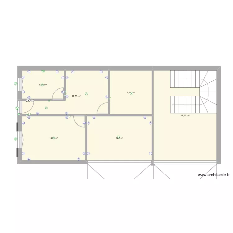 RDC MA. Plan de 6 pièces et 85 m² RDC MA. Plan de 6 pièces et 85 m²