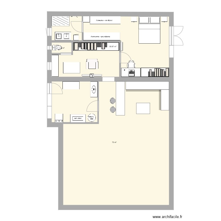 Chambre extension Idee Anne Fabien. Plan de 0 pièce et 0 m2