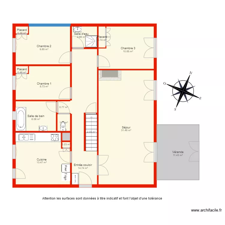BI 3822 rdc non c&ocirc;t&eacute;. Plan de 