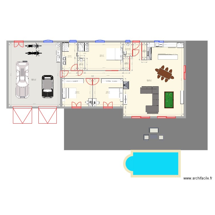 maison. Plan de 10 pièces et 203 m2