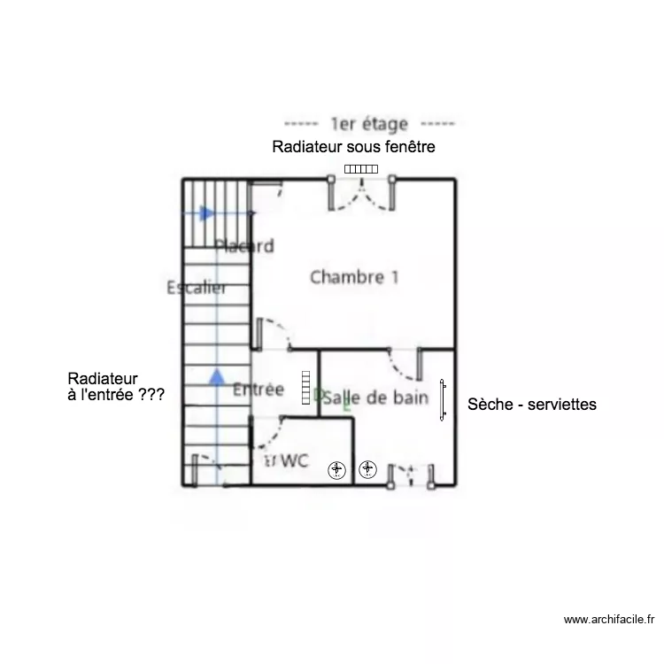 Plan radiateur/VMC - RDC 33m2. Plan de 