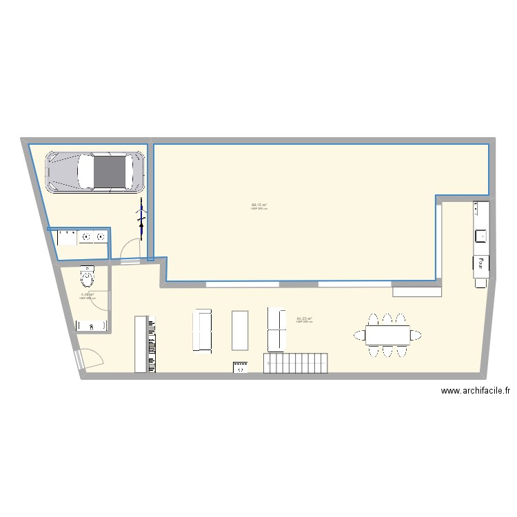 rdc1 mathilde vierge. Plan de 3 pièces et 157 m2