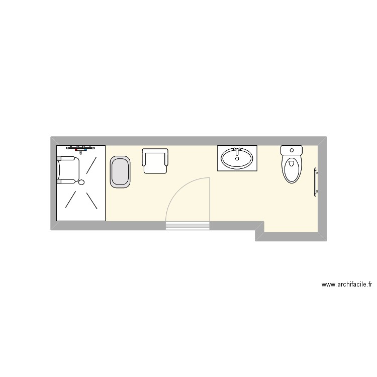 SDB MENDY. Plan de 1 pièce et 7 m2