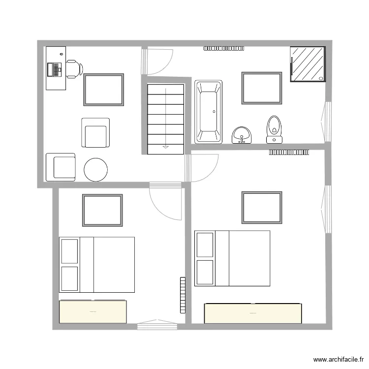 1 Etage caro travaux meublé. Plan de 1 Etage caro travaux meublé. Plan de