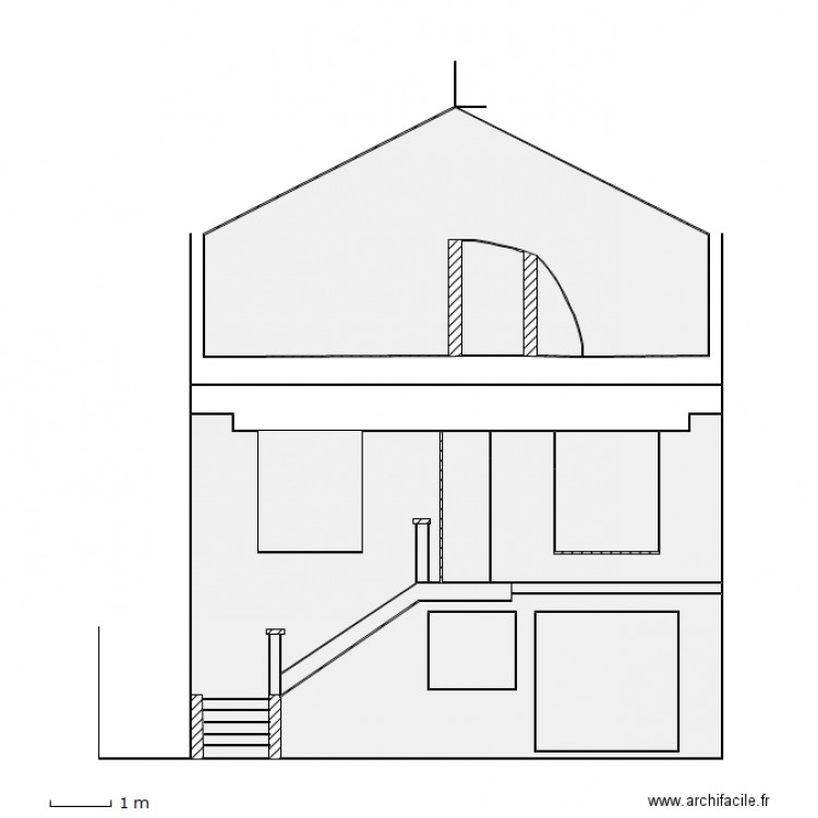 Façade principale. Plan de 0 pièce et 0 m2