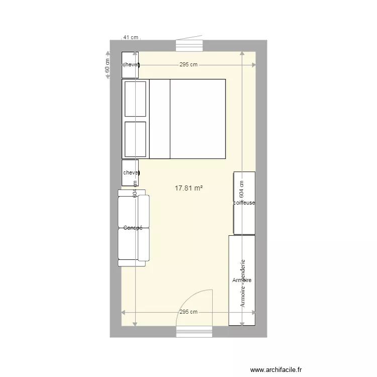 chambre parents. Plan de 