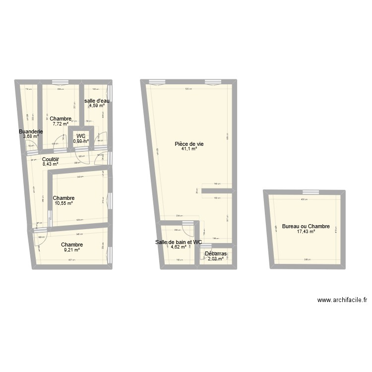 CHENEAU. Plan de 11 pièces et 110 m2