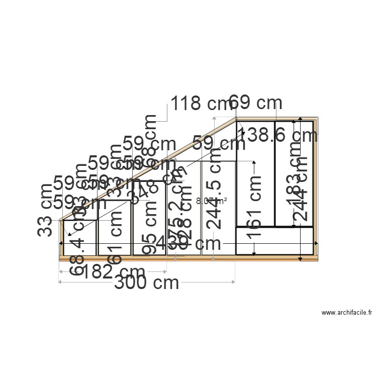 dressing. Plan de 1 pièce et 8 m2