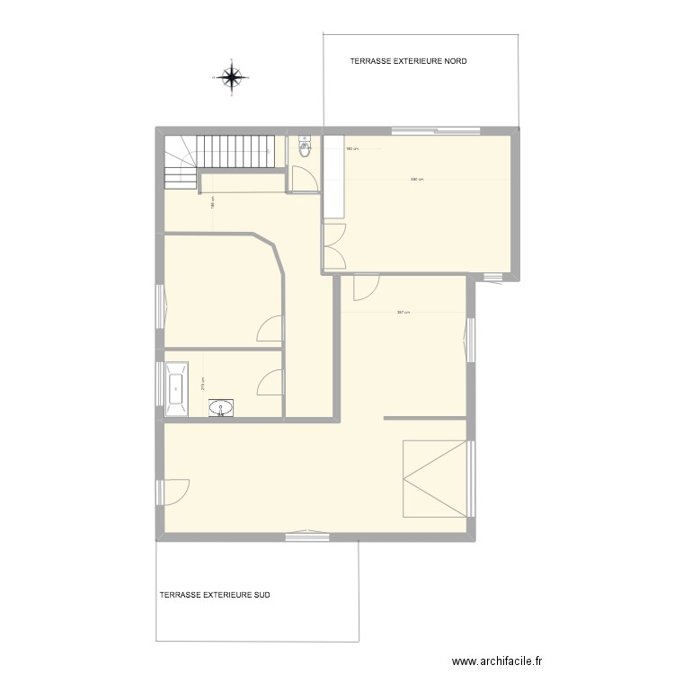 ALGER    EDL   RDC. Plan de 4 pièces et 121 m2