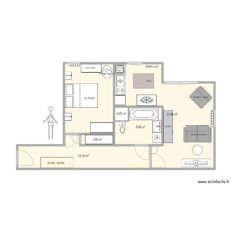 Saint Felix 2. Plan de 6 pièces et 50 m2