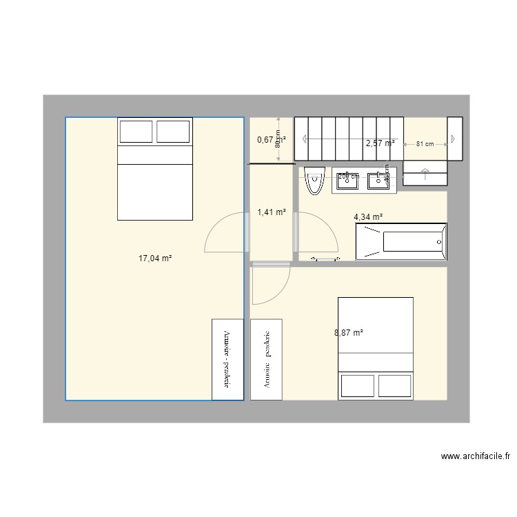 Maison Fareins 3 CH N1 V4 bis. Plan de 6 pièces et 35 m2