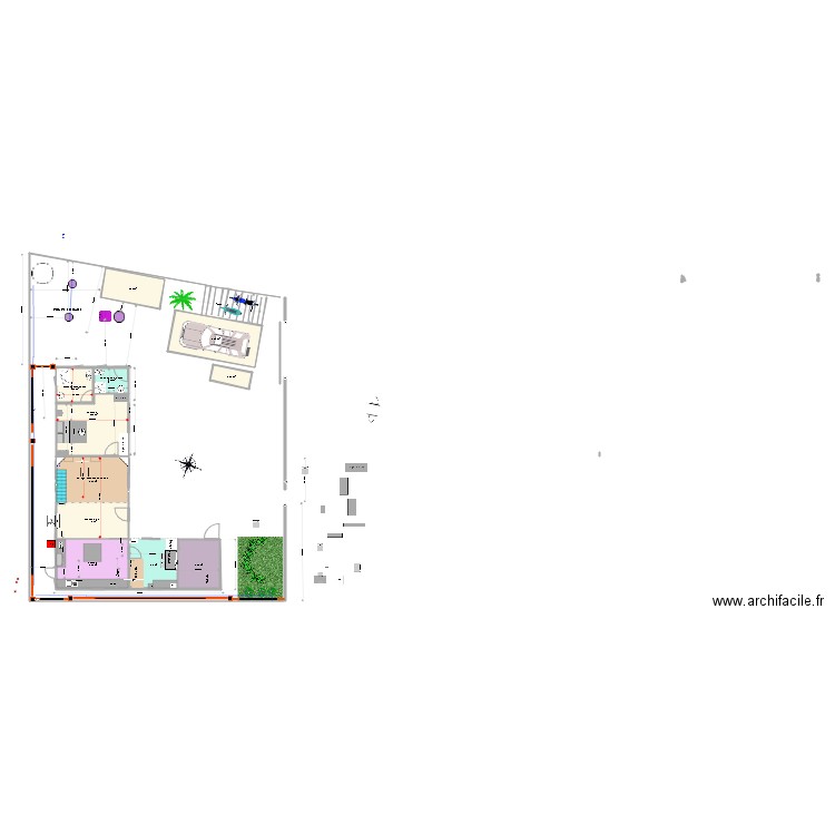 logement provisoire. Plan de 11 pièces et 117 m2