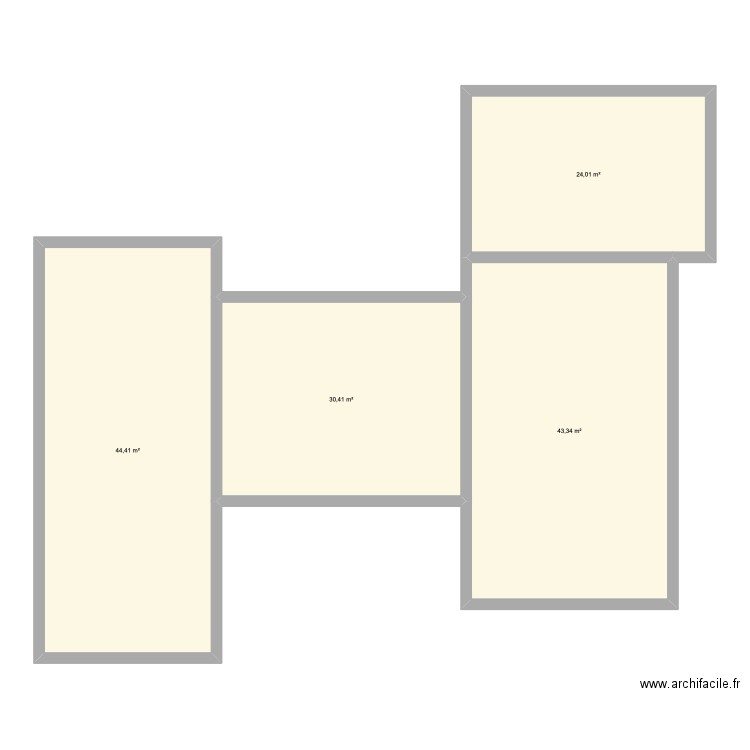 plan en H. Plan de 0 pièce et 0 m2