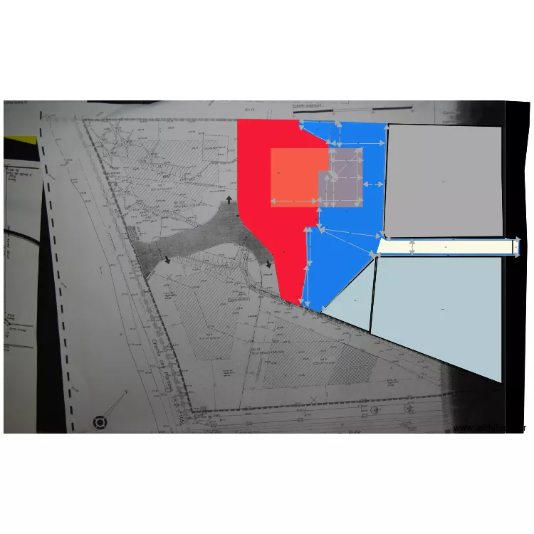 PLAN BORNAGE SIGNATURE LIMITE bleu LOT 366 et LIMITE ROUGE 360 ok mesures 22 mars 2019. Plan de 