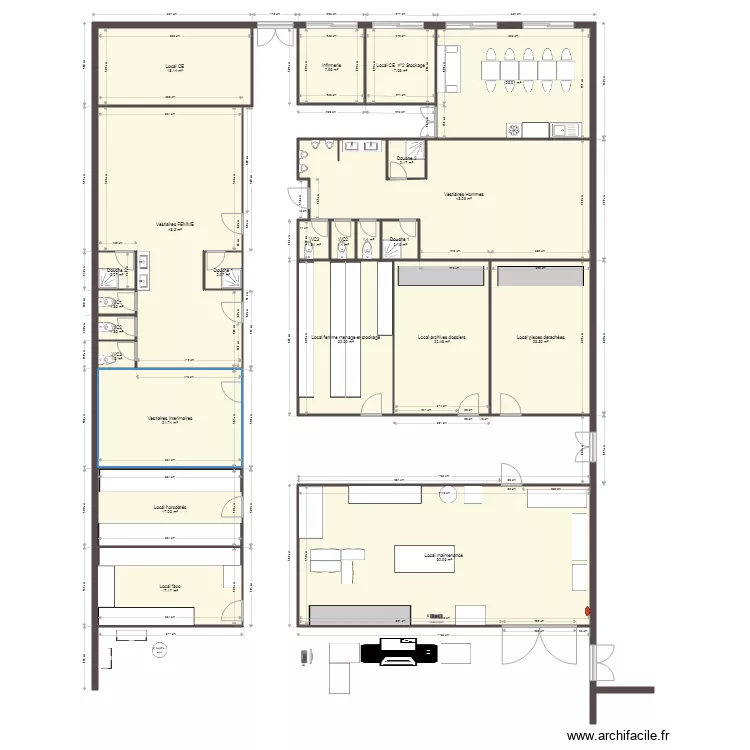 sanitaire imprimerie. Plan de 
