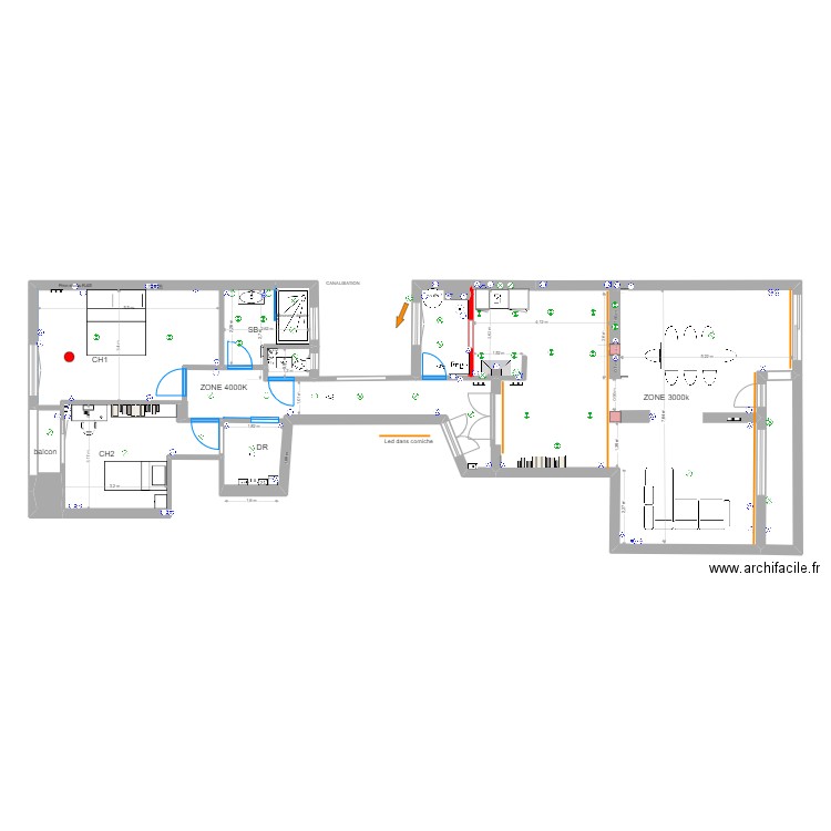 PLAN GENERAL V11 ELECTRICITE. Plan de 7 pièces et 117 m2