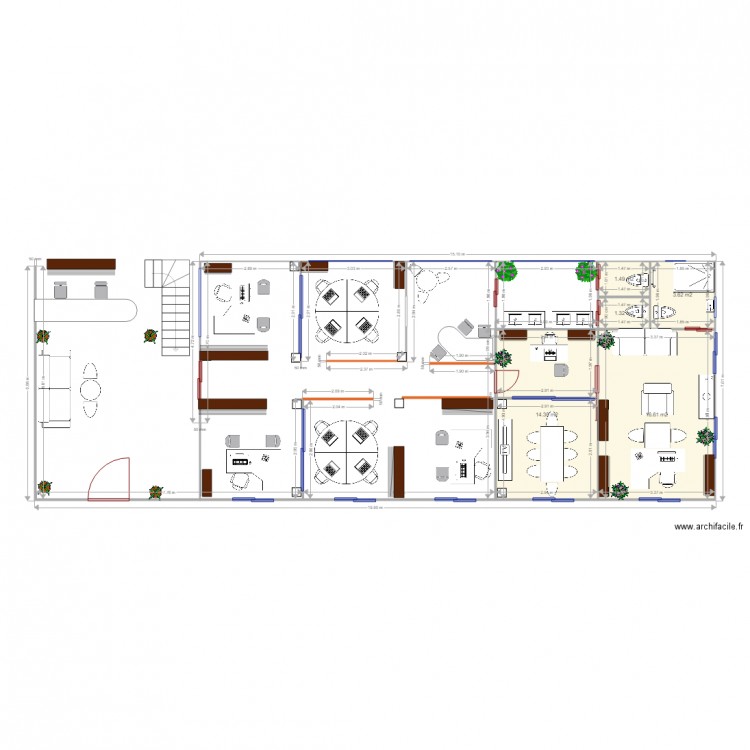 bureau open space. Plan de 0 pièce et 0 m2