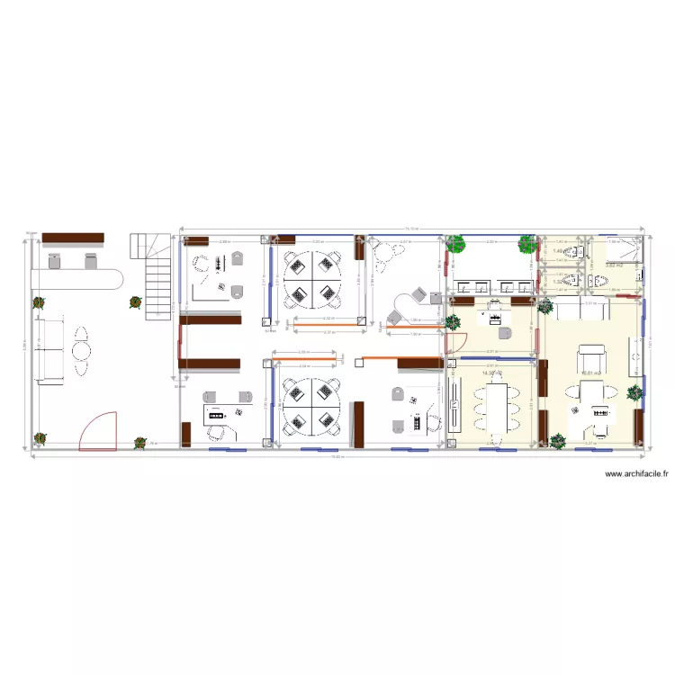 bureau open space. Plan de 