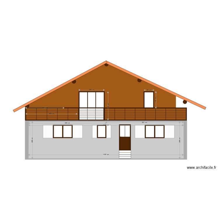 Façade Sud origine. Plan de 0 pièce et 0 m2