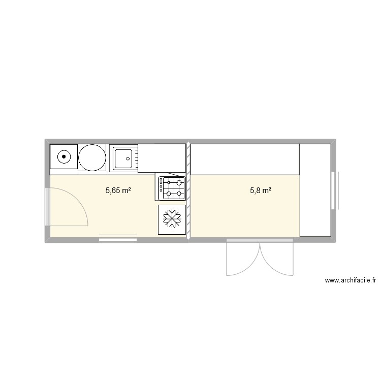 EXTENSION MEILHAC. Plan de 2 pièces et 11 m2