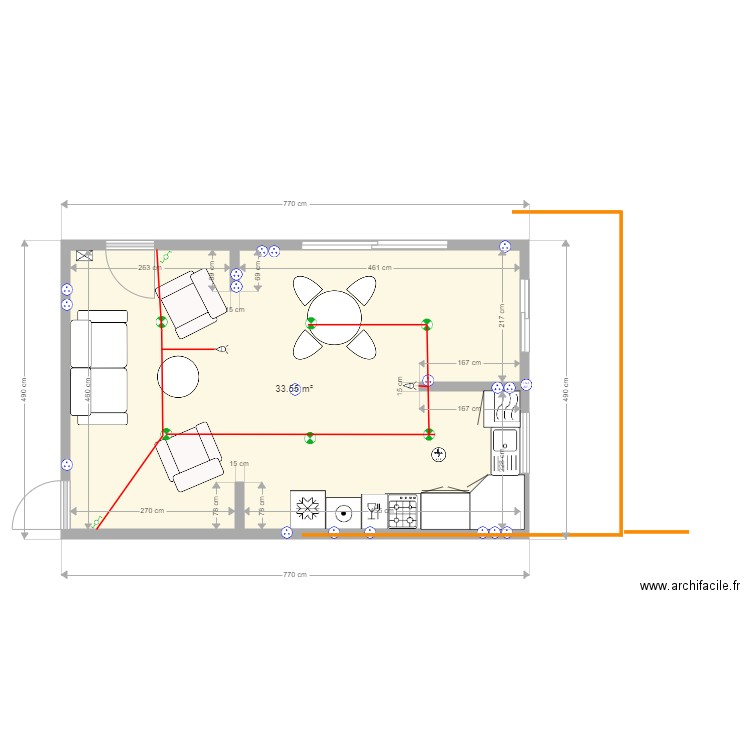 SALON SALLE A MANGER CUISINE. Plan de 0 pièce et 0 m2