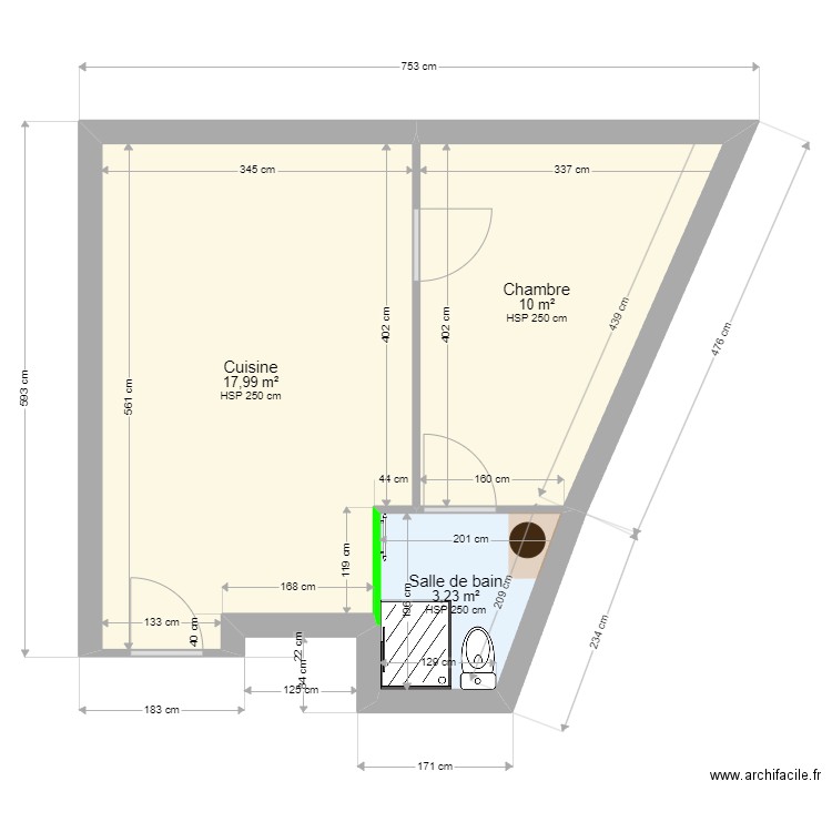 Appartement à Vannes - 32m2 - Projet. Plan de 3 pièces et 31 m2