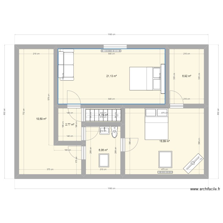 Montaut Haut. Plan de 7 pièces et 76 m2