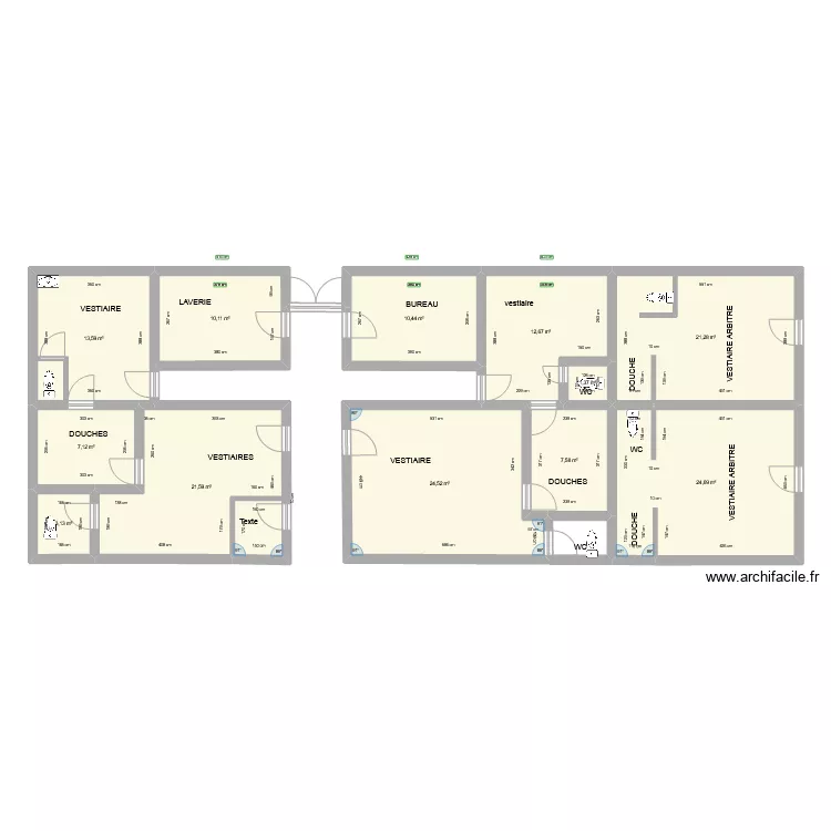 VESTIAIRES FOOTBALL DOULLENS 28/03/22. Plan de 