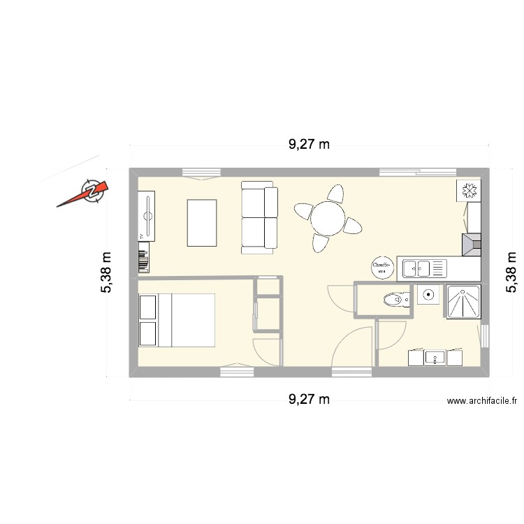 VUE DESSUS GROS - PROJET D'AMENAGEMENT. Plan de 4 pièces et 43 m2